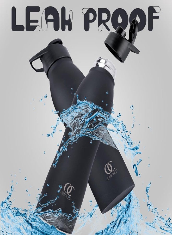 Omichef زجاجة ماء أوميشيف فيرجو المصنوعة من الفولاذ المقاوم للصدأ بجدار واحد، سعة 1000 مل، مناسبة للثلاجة | خالية من مادة BPA | مانعة للتسرب، مثالية للصالة الرياضية | الرياضة | ركوب الدراجات | اليوغا (أسود) - Image 4